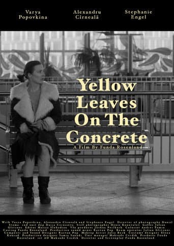 Yellow leaves on the concrete poster