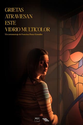 Cracks run through this multicolored glass poster